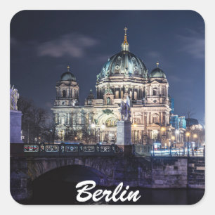 TV torn och Berlins katedral i Berlin, Tyskland Fyrkantigt Klistermärke