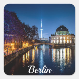 TV torn och museum i Berlin, Tyskland Fyrkantigt Klistermärke