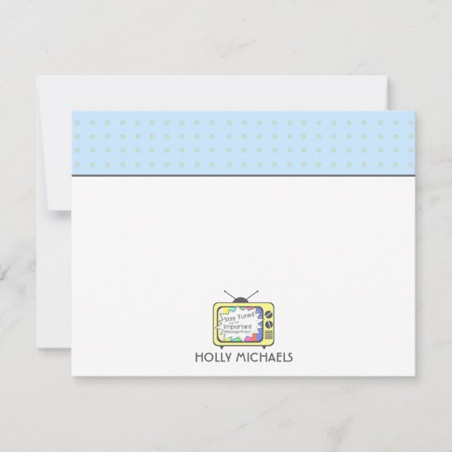 Tv-uppsättningens platta skydd för Retro-Gult Anteckningskort (Framsida)