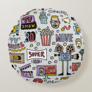 TV-vintagar, serier och filmer - udle Doodle Rund Kudde