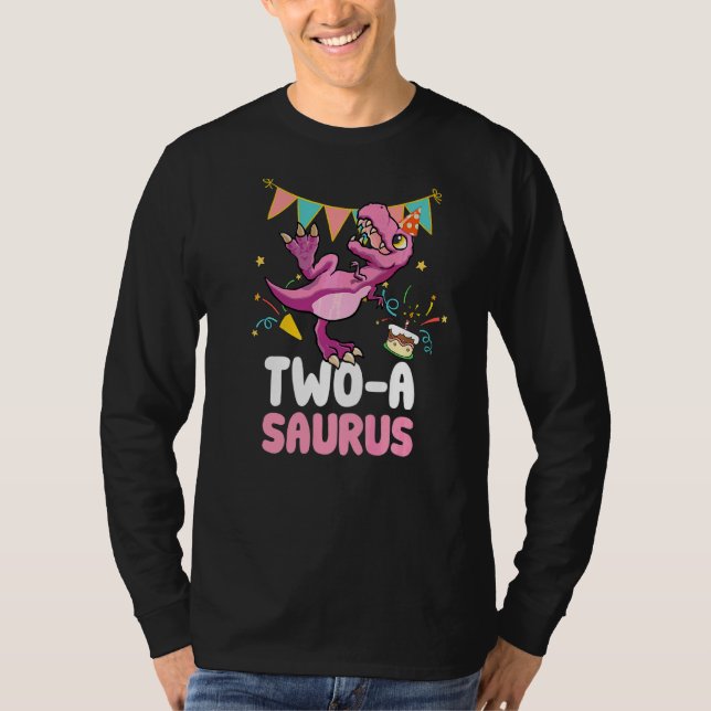 Två A Saurus Dinosaur Cute Kiddo Rex 2 T Shirt (Framsida)