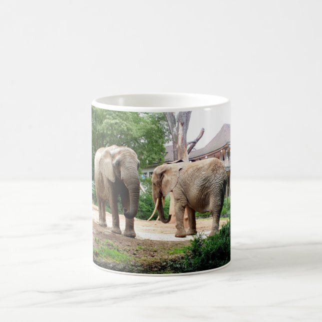 Två afrikanska elefanter kaffemugg (Center)