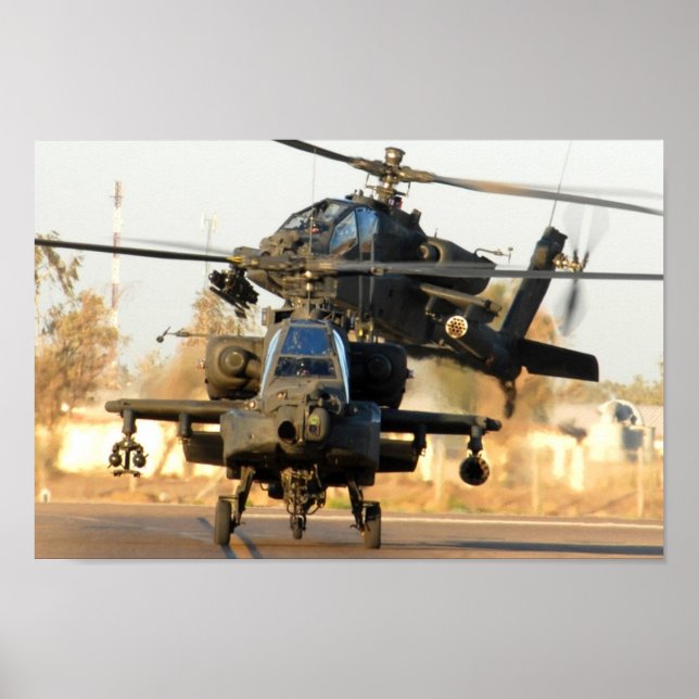 Två AH-64 Apache-helikoptrar Poster (Framsidan)