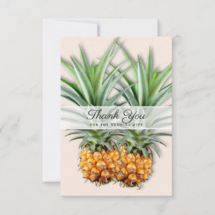 Två Ananas Tack Nygifta Platta Kort