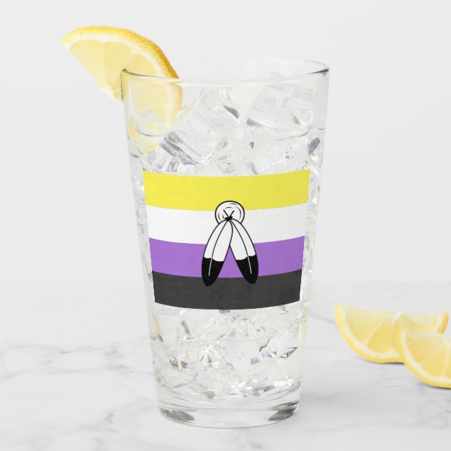 Två-Ande Icke-Binär Prideflagga Glaskopp (Framsida Ice)