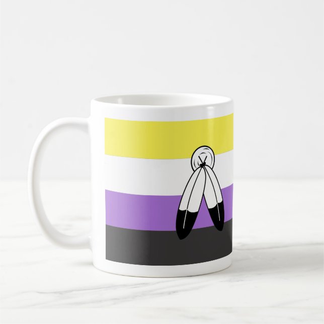 Två-Ande Icke-Binär Prideflagga Kaffemugg (Vänster)