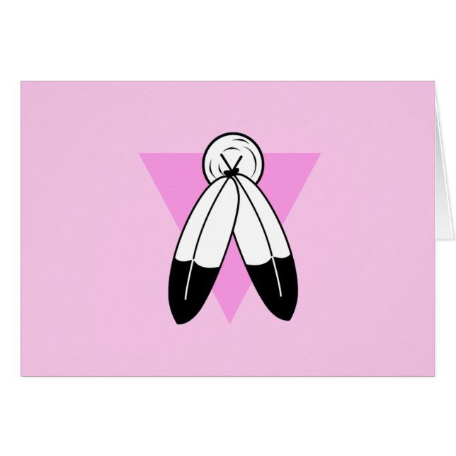 Två-Ande Rosa Triangel Flagga Hälsningskort (Framsidan Horizontal)