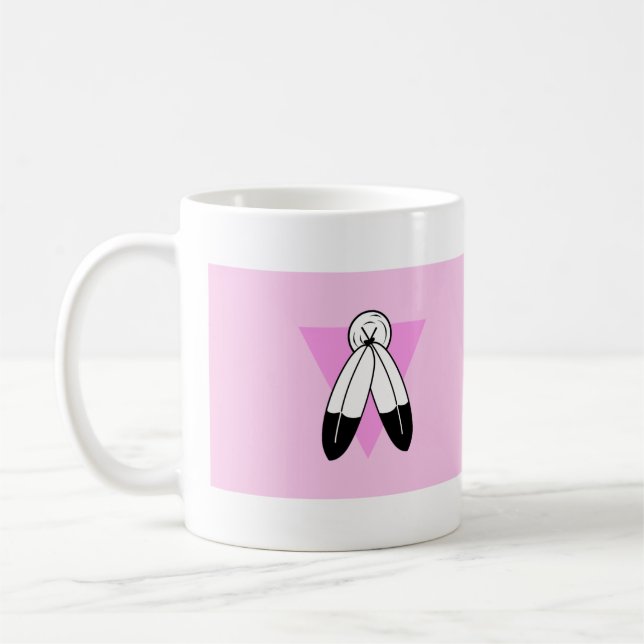 Två-Ande Rosa Triangel Flagga Kaffemugg (Vänster)