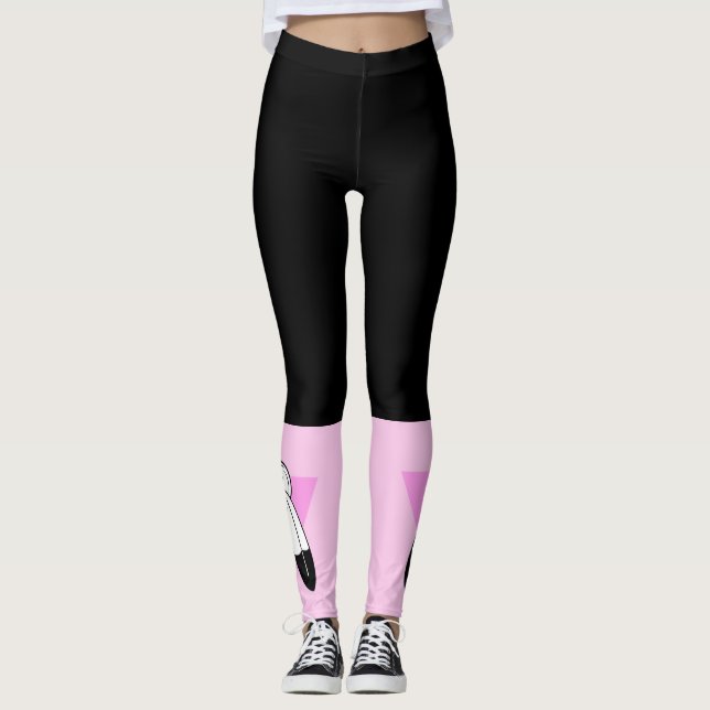 Två-Ande Rosa Triangel Flagga Leggings (Framsida)