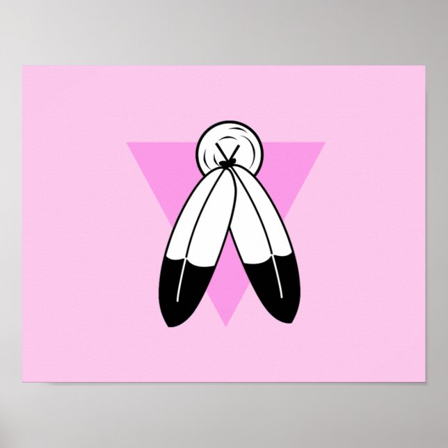 Två-Ande Rosa Triangel Flagga Poster (Framsidan)