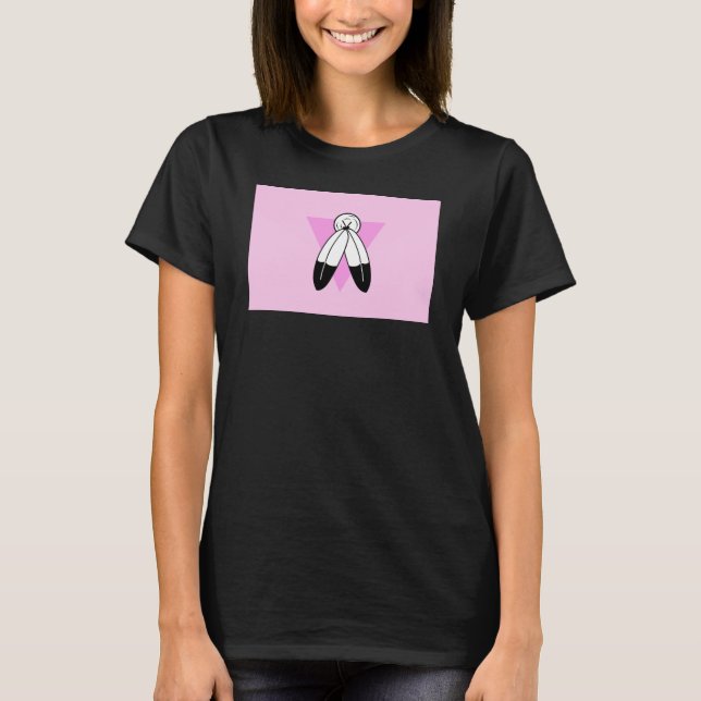 Två-Ande Rosa Triangel Flagga T Shirt (Framsida)