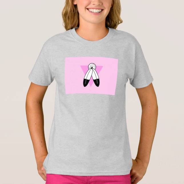 Två-Ande Rosa Triangel Flagga T Shirt (Framsida)