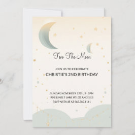 Två andra födelsedagsinbjudan Måne Inbjudningar