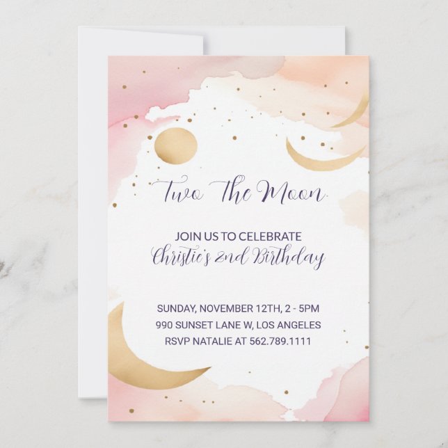 Två andra födelsedagsinbjudan Måne Inbjudningar (Framsida)