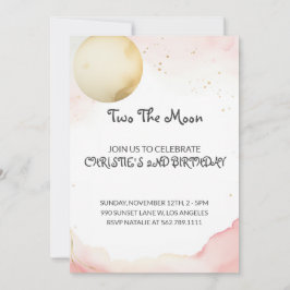 Två andra Måne-inbjudan till flickfödelsedag Inbjudningar