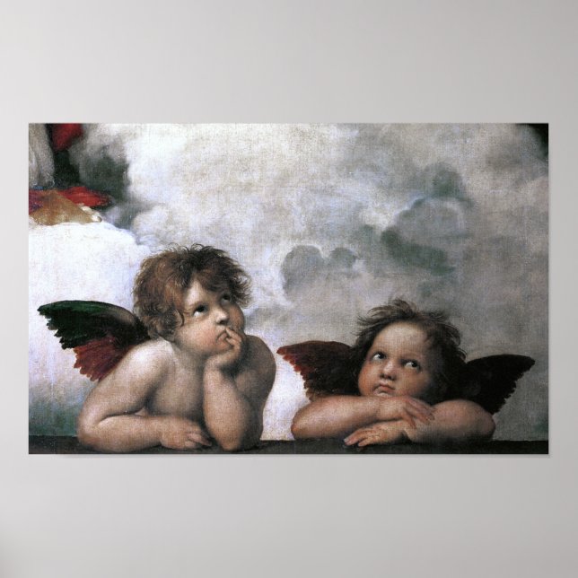 Två Änglar Sistine Chapel Raphael Fine Art Poster (Framsidan)