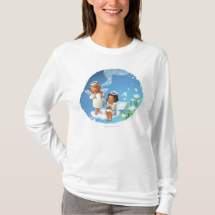 Två änglar som sitter på molnen tee shirt
