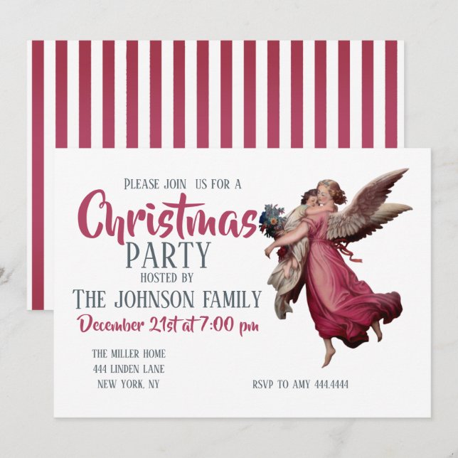 Två Änglar under flygning Inbjudningar (Fram/baksida)