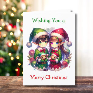 Två Anime Elves   Cute-jul Helgkort