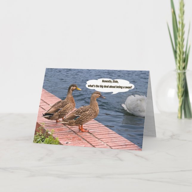 Två Ankor och ett Svan Svan-kort Kort (Framsida)