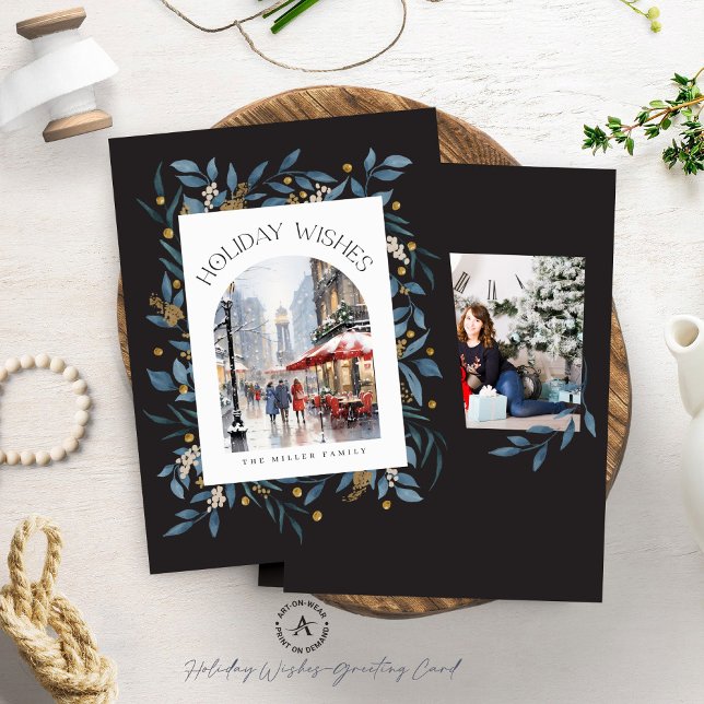 Två Anpassningsbar Foton Helgdag Önskemål Blommigt Inbjudningar (Skapare uppladdad)