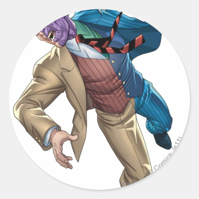 Två Ansikte-fack Runt Klistermärke (Framsida)