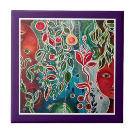 Två Ansikten målning Kakelplatta