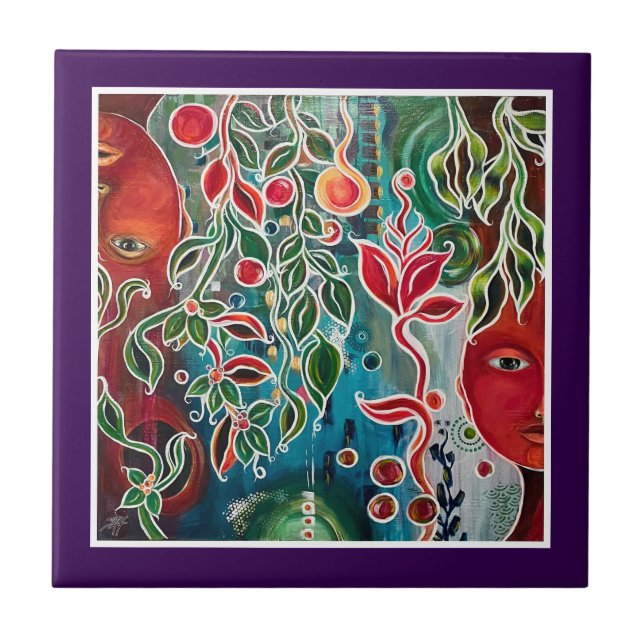 Två Ansikten målning Kakelplatta (Framsidan)