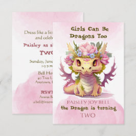 Två år gammal flicka Dragon Inbjudningar