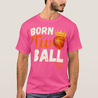 Två år gammal två Boll-basketboll, två födelsedag T Shirt