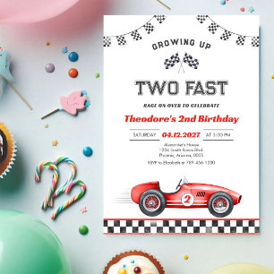 Två år på nolltid Racing Pojke 2-årsdag Inbjudningar