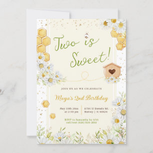 Två är Sweet Bumblebee 2:a födelsedagen Party Inbjudningar