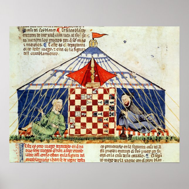 Två araber spelar schack i tält poster (Framsidan)