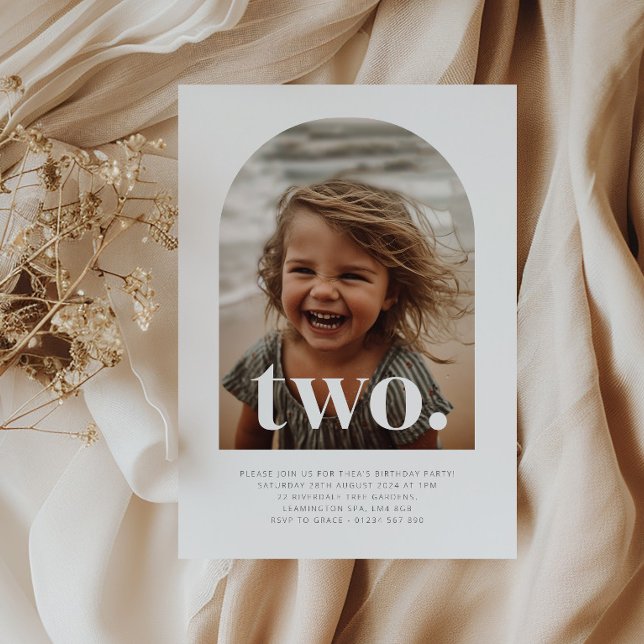 Två Arched Photo Birthday Inbjudningar (Zazzle Two Arched Photo Birthday Invitation )