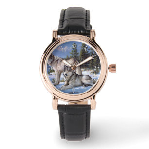Två arktiska vargar armbandsur