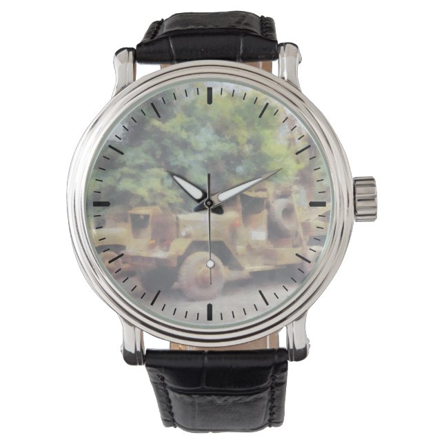 Två armélastbilar armbandsur (Framsida)
