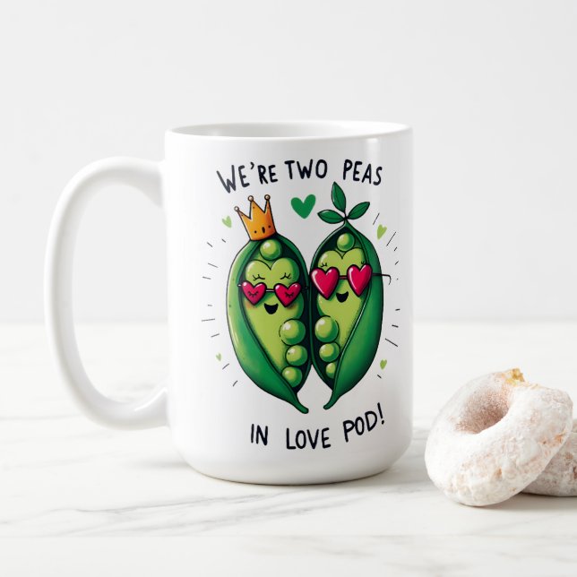 Två ärter i en Kärlek Pod Valentines Kaffemugg (Med munk)