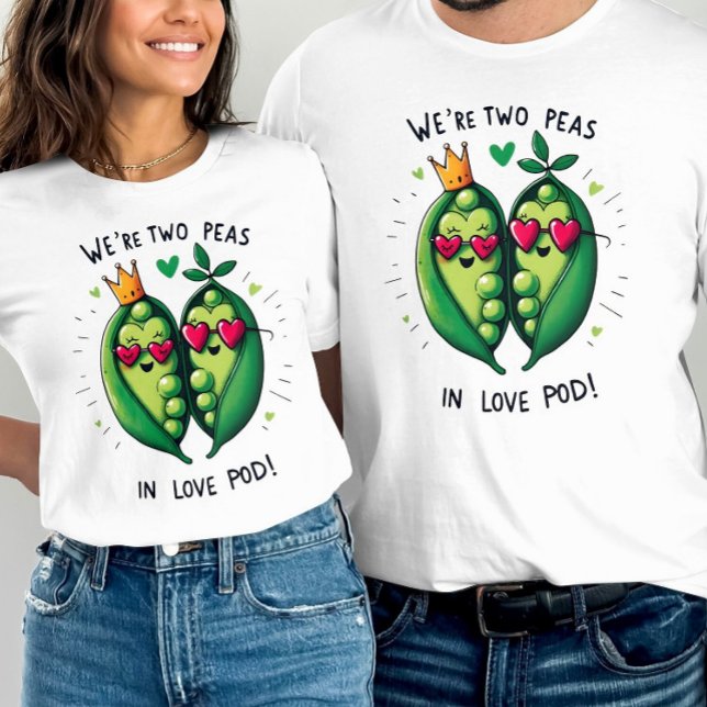 Två ärter i en Kärlek Pod Valentines T Shirt (Skapare uppladdad)