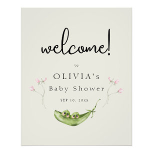 Två ärter i en Pod Baby Shower Välkommen Poster