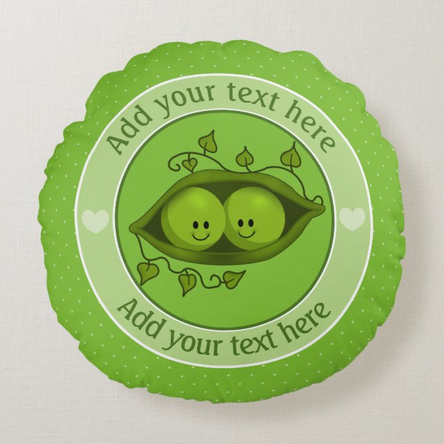 Två ärter i en Pod Personlig Rund Kudde (Framsidan)