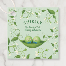 Två ärter i en Pod Pojke Twillingar Shower Gåvor Etiketter