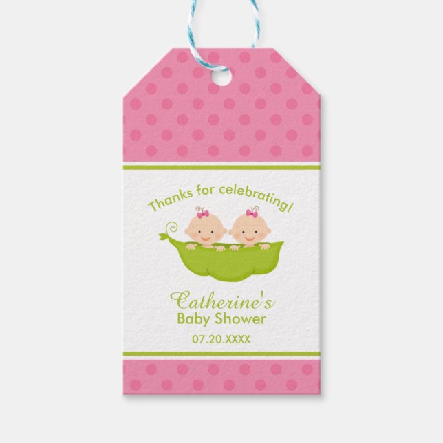 Två ärter i en Pod, Rosa Twillingar Presentetikett (Framsidan)