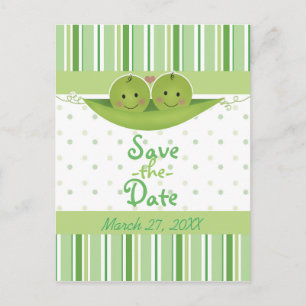 Två ärter i en Pod Twillingar Baby Shower Spara da Meddelande Vykort