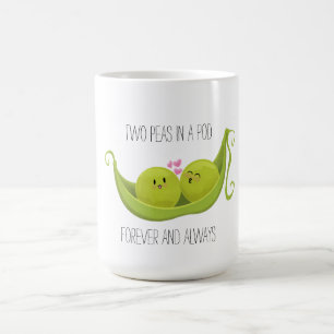 Två ärter i ett pod kaffe mugg