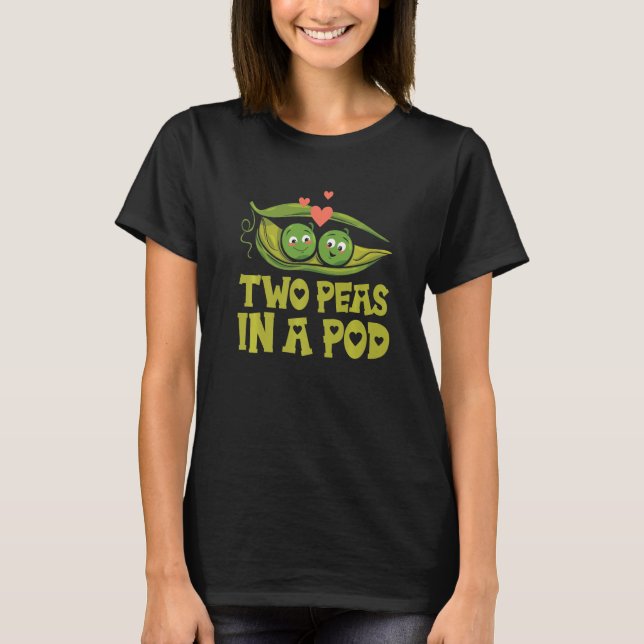 Två ärter i Pod Valentines day i Kärlek Vegan Veg T Shirt (Framsida)