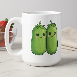Två ärter i Poden Cute Kawaii Kaffemugg
