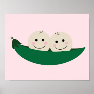 Två ärter i Poden Twillingar Baby Poster