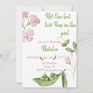 Två ärter i Poden Twin Baby Shower Inbjudningar