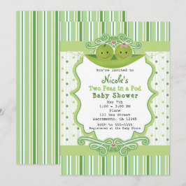 Två ärtor i en balja tvillingar baby shower-inbjud inbjudningar