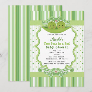 Två ärtor i en balja tvillingar baby shower-inbjud inbjudningar